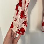 FREE ASSEMBLY Button Shoulder Blouse Long Sleeve Light Pink ? Red Floral Ruffle Size L Photo 14