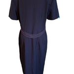 Miss Dorby Vintage Navy Blue White Polka Dot Classy Formal Button Up Midi Dress Size 12 Photo 4