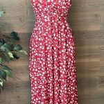 Gorgeous halter style floral pocket dress Red Photo 0