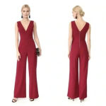 Alice + Olivia 419 Lina V-Neck Sleeveless Jumpsuit in Wine 0 Photo 1