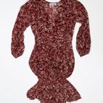 en saison Chiffon Red Gold Paisley Long Sleeve Pullover Pleated Maxi Dress S Photo 0