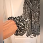 BODEN US10/UK14 Ruched Yoke Jersey Button Up Blouse Ditsy Black White Floral Size 10 Photo 1