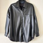 French Connection  Black Faux Leather Shirt Jacket Size Small Photo 1