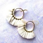 White Fan Earrings Photo 0