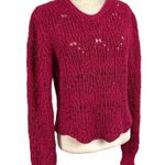 IRO Paris Aryna Pink Fuchsia Metallic Knit Scalloped Pullover Sweater Large Photo 9