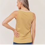 Pact Softspun Striped Crew Neck Organic Cotton Tank Mustard White SZ S #2133 Yellow Photo 1