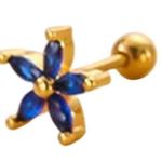 SheIn 1 Piece Flower Cartilage Ball Back Stud in Blue/Gold Photo 0