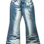 No Excuses  Blue Distressed Whitewash Flared & Frayed Wide Leg Junior’s Size 15 Photo 0