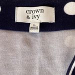 Crown & Ivy Split Neck Navy Blue White polka Dot 3/4 Sleeve Stretchy Dress Sz L Photo 1