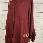 Knox Rose  Button Front Shirt Womens XXL Embroidery Collar Roll Tab Linen Blend Photo 4