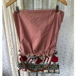 Portugal Embroidered Tapestry Dancers Folk Art Wicker Bound Handle Tote Bag Photo 3