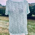 Loft Ann Taylor Mint Green Lace Short Sleeve Sheer Dainty Floral Blouse Photo 1