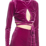 Open Edit  Velour Crop Top Tie Waist Long Sleeve Retro Cut‎ Out Size Medium Photo 0