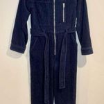 Topshop Corduroy Belted Waist Zip Navy Blue Boilersuit Photo 1