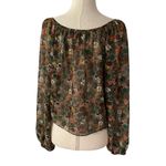 Love Culture  Brown Printed Sheer Crop Top Women Size Large | 33-7 Photo 1