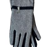 Vintage Leather Gloves Black Herringbone Embellished S Small New Photo 0