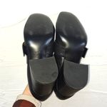 Nine West  black leather chunky heels size 8 .5 with gold details 70s style Photo 4