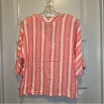 Gap  Pink/White Striped V Neck 3/4 Sleeve Top size M Photo 4