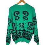 Vintage Bel Ami Green Black Silver Metallic Crewneck Sweater Size L Photo 0
