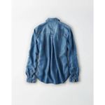 American Eagle  Woman’s Chambrey Lace Up Top Small Boho Preppy Photo 2