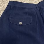 Tribal Midnight Navy Blue Pleated High Rise 100% Silk Shorts Photo 9