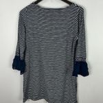 J Jill Dress Womens Small Navy White Striped Bell Sleeve‎ Embroidered Preppy Blue Photo 8