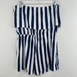 Lulus ‎ Striped Strapless Romper Women's Size L Blue White Ruffle Layered Casual Photo 7