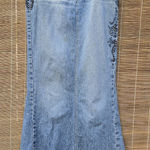 Y2K Express Jeans Studded Button Fly light faded denim maxi skirt 7/8 Blue Size undefined Photo 0