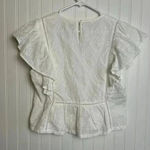 Solitaire  white eyelet lace V-neck crop top flutter sleeve size large A36 Photo 5