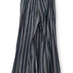 New NWT Rising International S Wide Leg High Rise Pants Cropped Striped Pleated Blue Photo 3