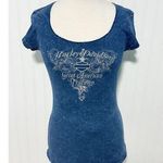 Harley Davidson Women's Great American Tradition Millville Shirt Blue Size Large Photo 0