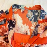 Lilian Floral Ruched Dress Woman’s Size 1X Deep V Neck Bold Orange Photo 14