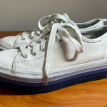 Keds  Tripple Up Lace Up Platform Sneaker Blue White Stripe Canvas Shoe W8 Photo 0