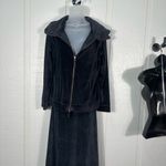J. Jill Black Velour Zip Front Jacket and Skirt Lounge Set Size Small EUC Photo 2