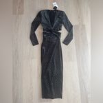 ZARA Black & Silver Glittery Velvet Long Sleeve Dress - Size XS Photo 1