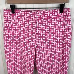 Trina Turk  Moss 2 Pants Women's Size 6 Pink White Printed Logo Cotton Blend Photo 2