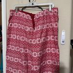 Lands' End Women's Red PJ Pants sz L 14/16 soft flannel fair isle winter pajamas Photo 1