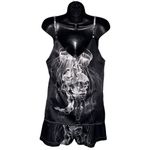 Silky Pajama Shorts and Cami‎ Set Jellyfish Graphic Print Black Size M Photo 1