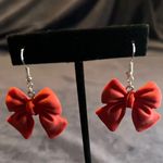 Boutique New Red Pretty Bowtie Earrings Brand New Photo 0