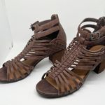Not Rated NEW  Woven Strappy Heeled Sandals in Taupe Tan Size 9.5 Photo 2