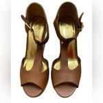 Sheila polo tan soft burnished calf platform wedges Size 10 Photo 1