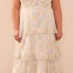 Arula Eliana Tiered Sleeveless Sparkle Floral Fit & Flare Midi Maxi Dress 1X New Blue Photo 0