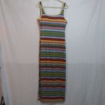 SheIn Boho Striped Sleeveless Tank Dress Square Neck Split Thigh Long Maxi Sz L Photo 7