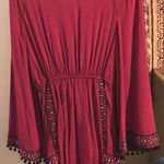 Earthbound Red Dress With Pom Pom Trim Photo 0