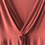 Free People Shimmy Shake Top Oversized Rust Long Sleeve Blouse scalloped hem EUC Photo 5