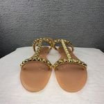 Stuart Weitzman Shoes 10 Gold Womens Jelly Rose Studded T-Strap Sandals Photo 7