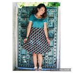 LuLaRoe NEW! $35  AZURE Skirt XL Bright Geometric Triangles Photo 2