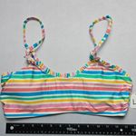 Indigo Rein  Pink Stripe Ruffle Padded Swim Bra Beach Bralette Bikini Top L Large Photo 1