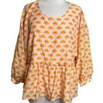 NWT J. Marie summer long sleeve top pink rainbow print balloon sleeve Sz M Size M Photo 0