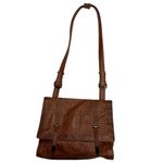 Kenneth Cole  New York Brown Croc Leather Messenger Crossbody Bag‎ Cognac Photo 5